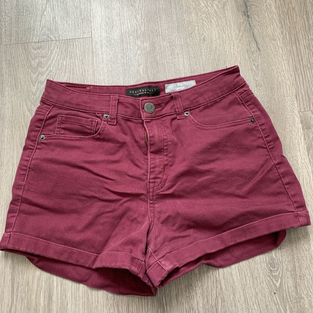 Burgundy ultra high rise shorts